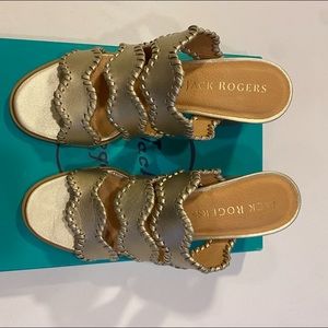 Jack Rogers brand new block heel so cute metallic color